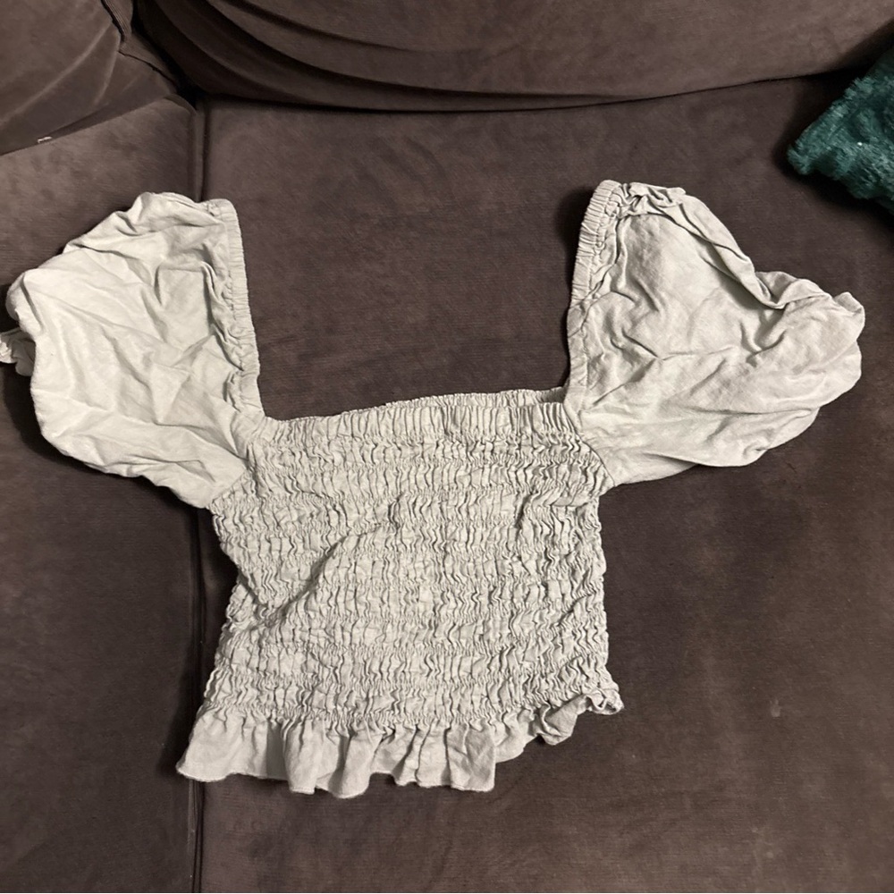 Altar'd State Light Gray Smocked Blouse